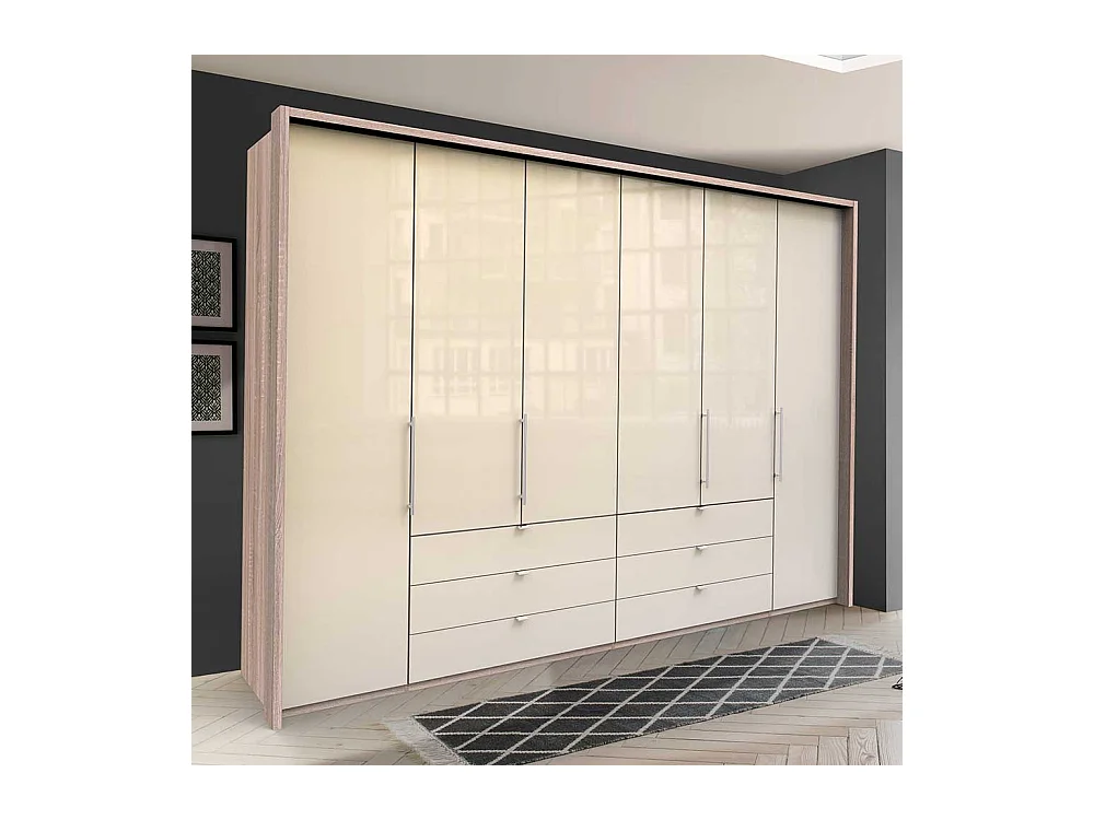 Übergröße Kleiderschrank in Cremefarben Eiche Sägerau