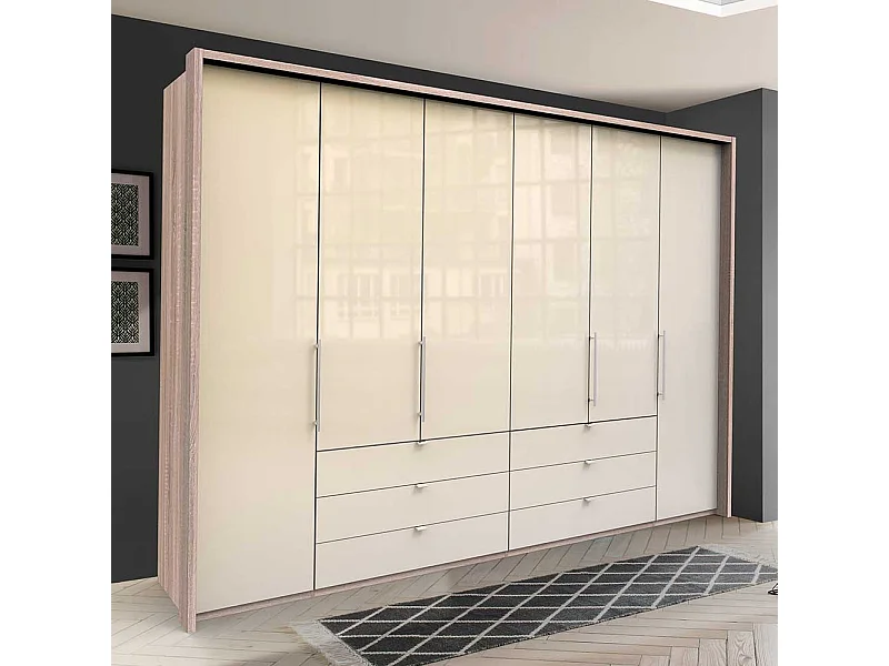 Übergröße Kleiderschrank in Cremefarben Eiche Sägerau