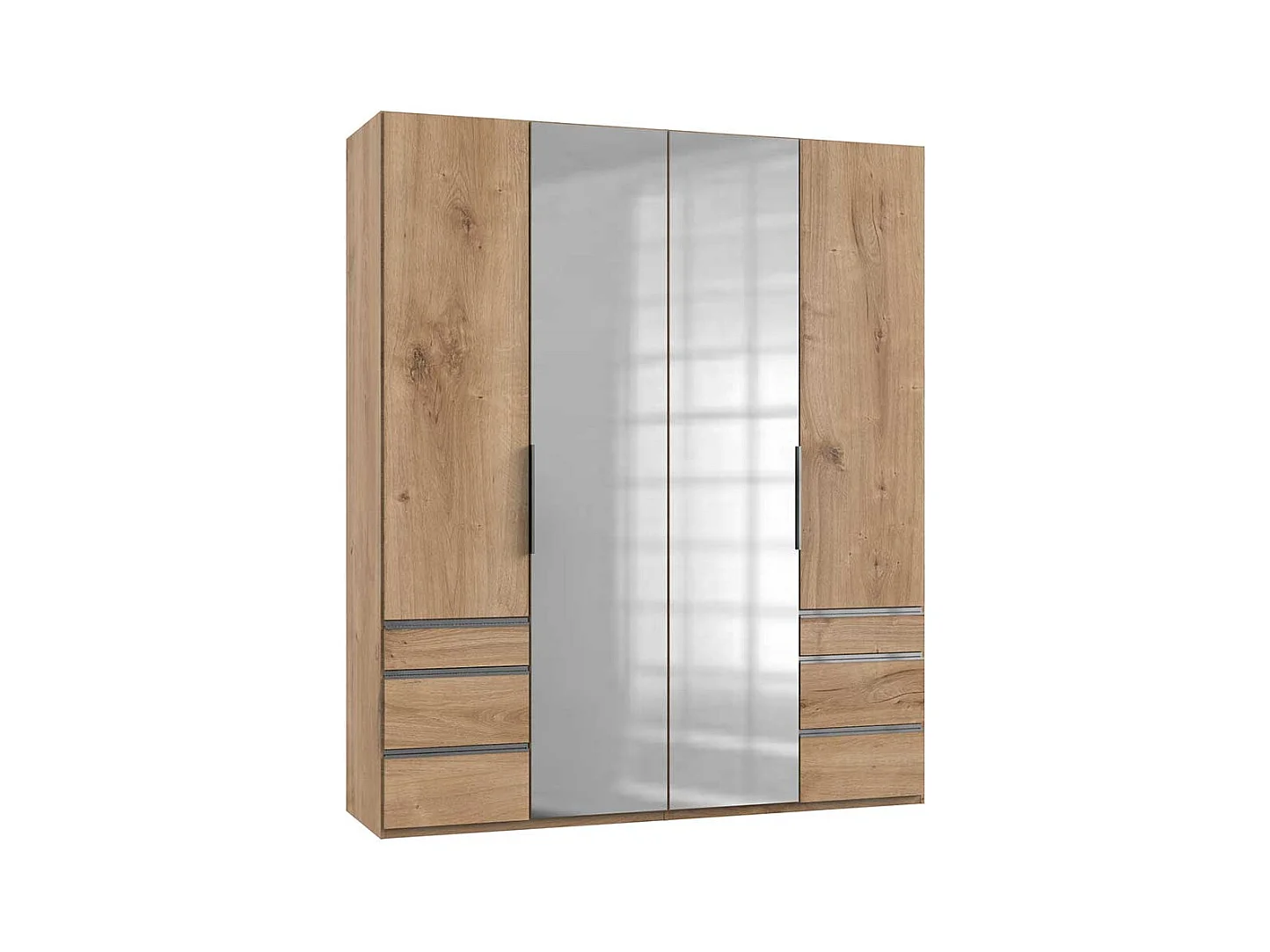 Kleiderschrank mit Spiegeltüren und sechs Schubladen Made in Germany