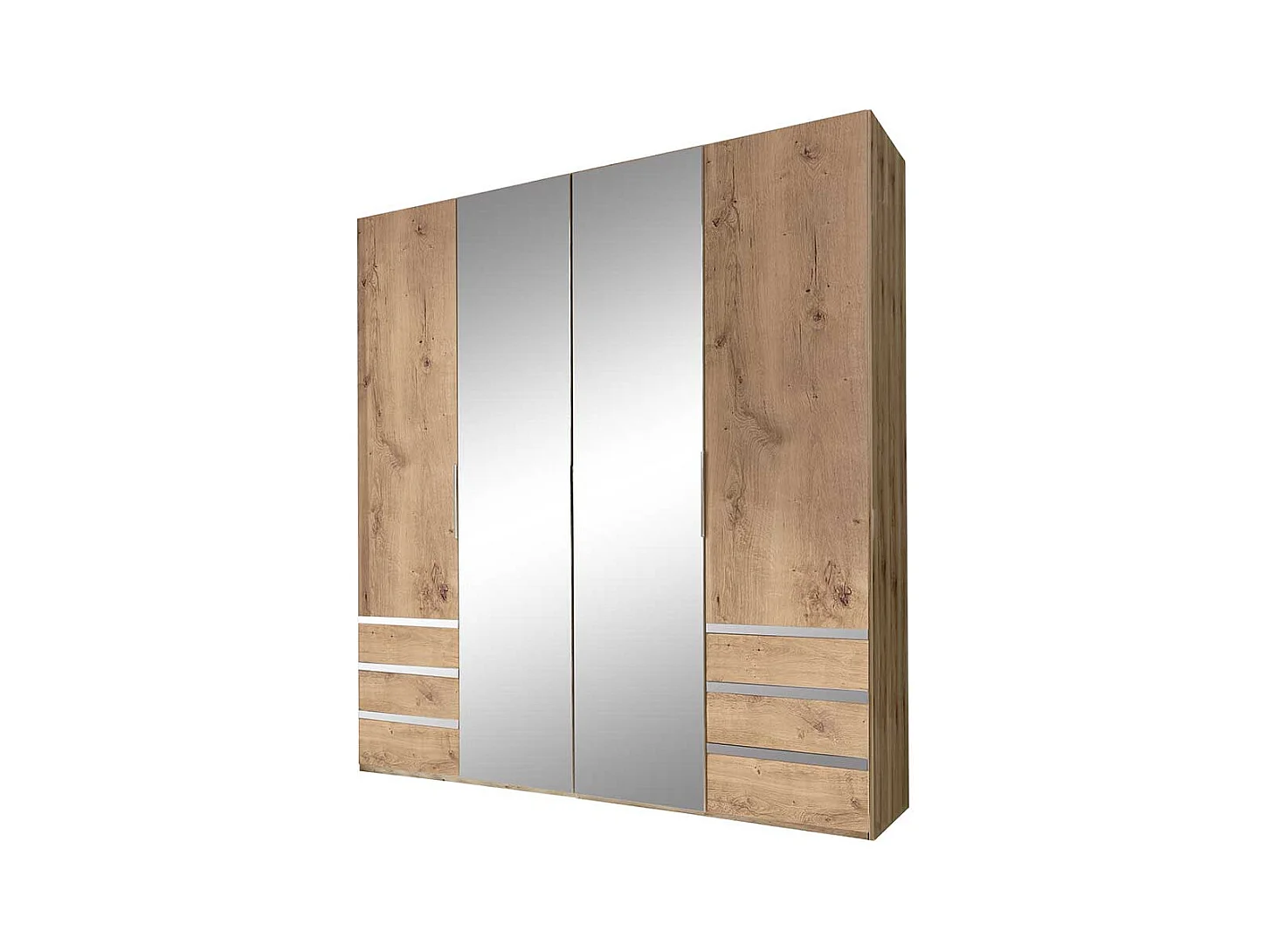 Kleiderschrank mit Spiegeltüren und sechs Schubladen Made in Germany