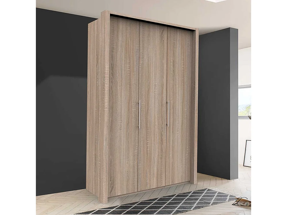Kompakter Kleiderschrank mit Falttüren Eiche Sägerau