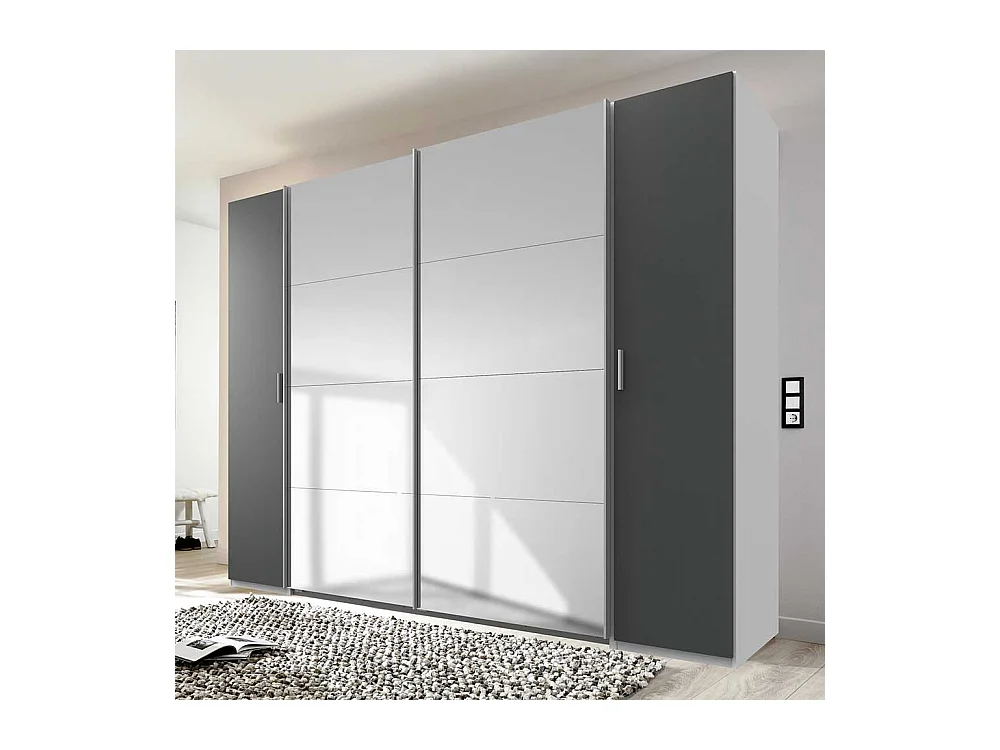 Kleiderschrank mit Spiegeln in Dunkelgrau und Weiß Made in Germany