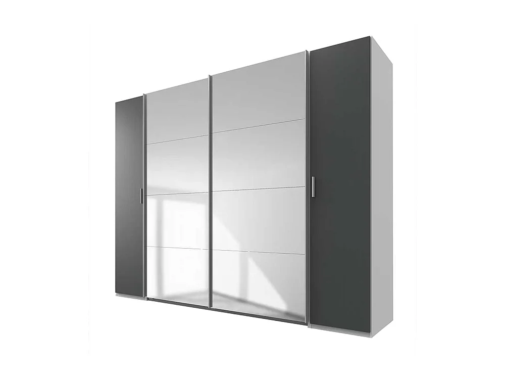 Kleiderschrank mit Spiegeln in Dunkelgrau und Weiß Made in Germany