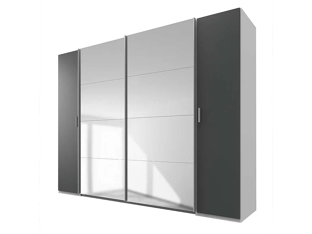 Kleiderschrank mit Spiegeln in Dunkelgrau und Weiß Made in Germany