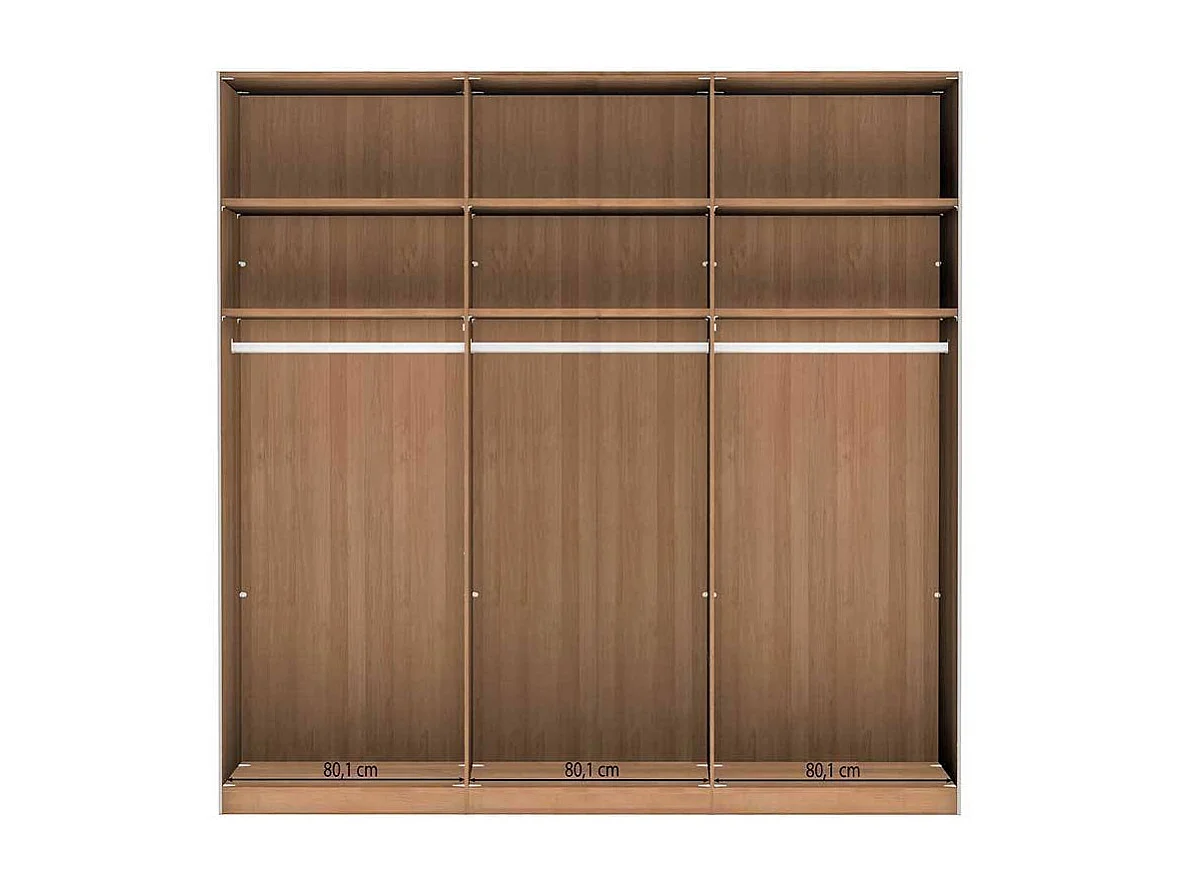 Kleiderschrank Holz mit 3 Schwebetüren Spiegel