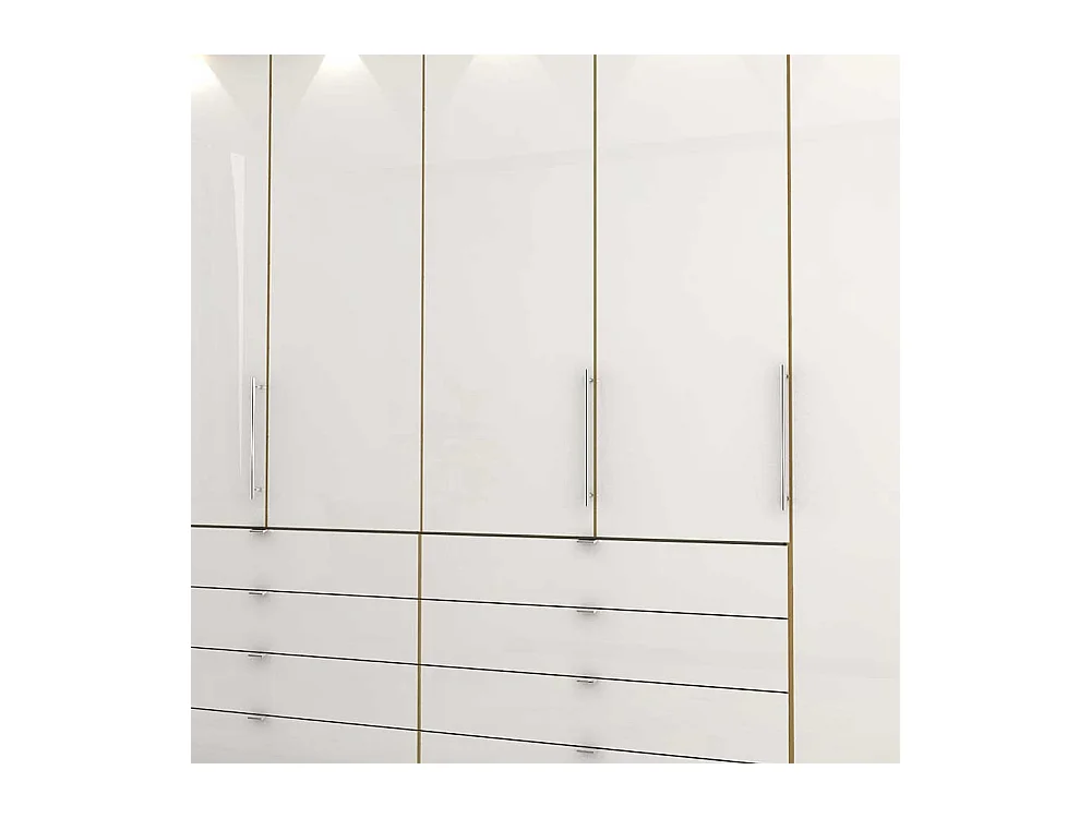 Panorama Schlafzimmerschrank in Weiß und Eiche Bianco glasbeschichtet