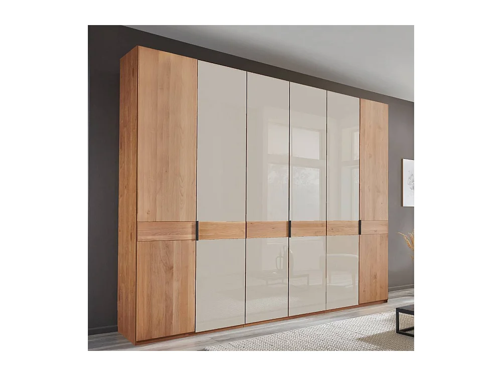 Drehtürenschrank Schlafzimmerschrank 295 cm breit mit Metallgriffen