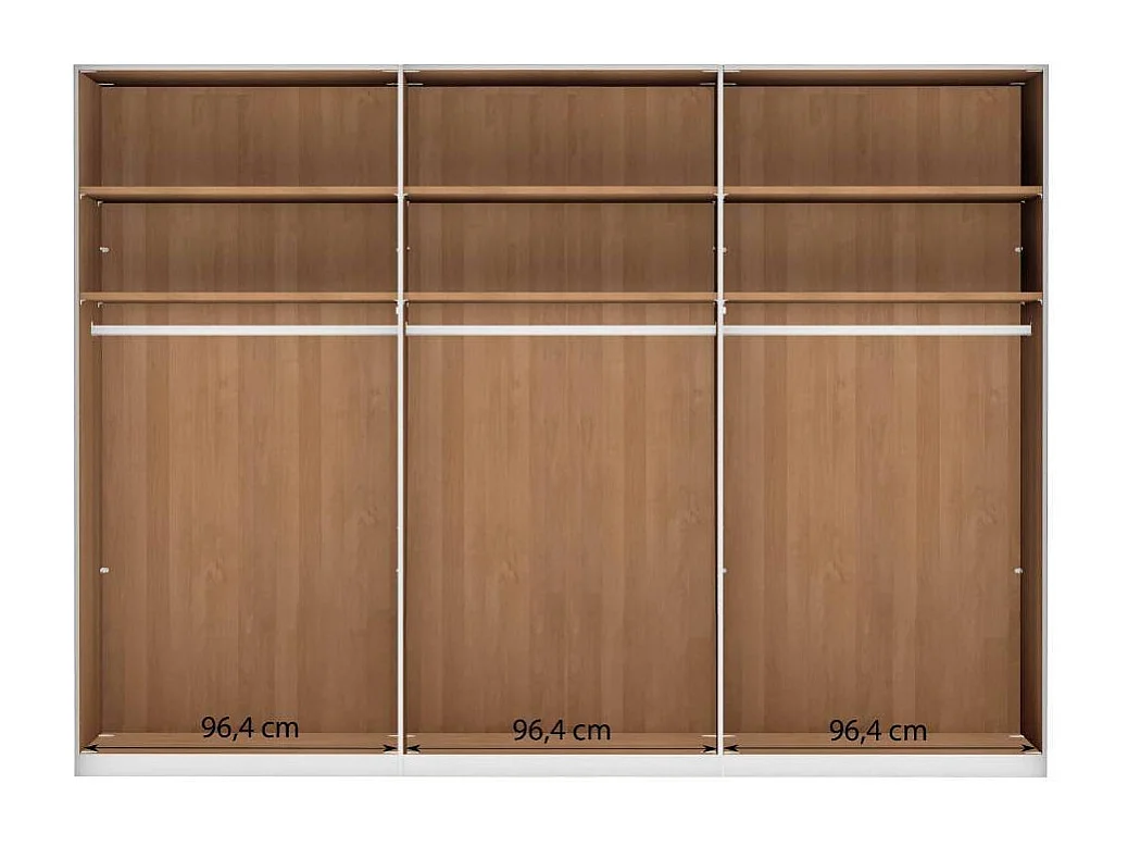Drehtürenschrank Schlafzimmerschrank 295 cm breit mit Metallgriffen