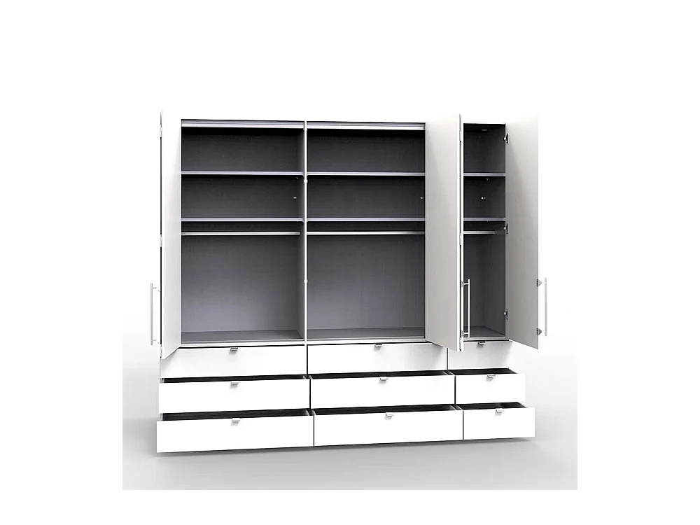 Breiter Kleiderschrank 3 türig Cremefarben