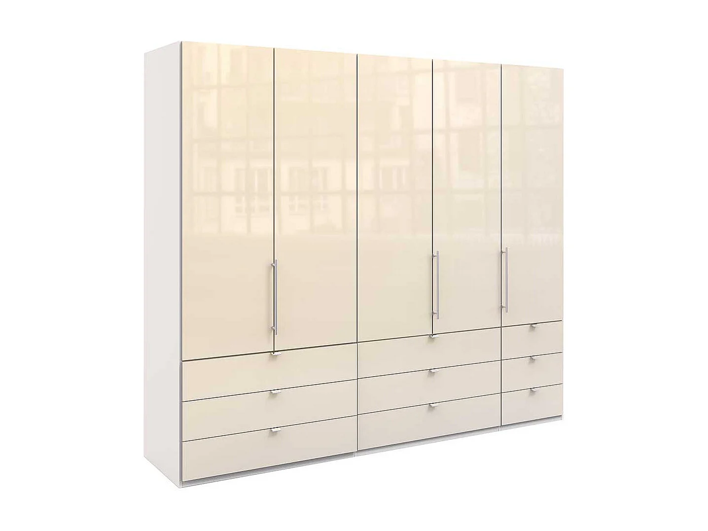 Breiter Kleiderschrank 3 türig Cremefarben