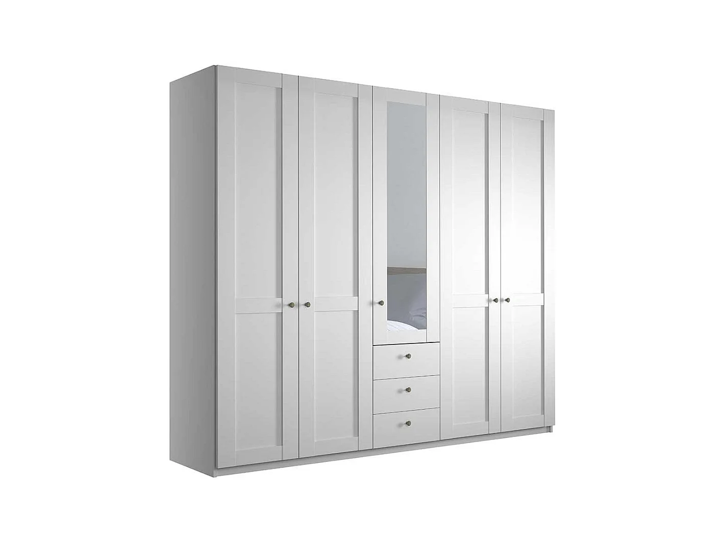 Großer Kleiderschrank mit Spiegel im Landhausstil Weiß