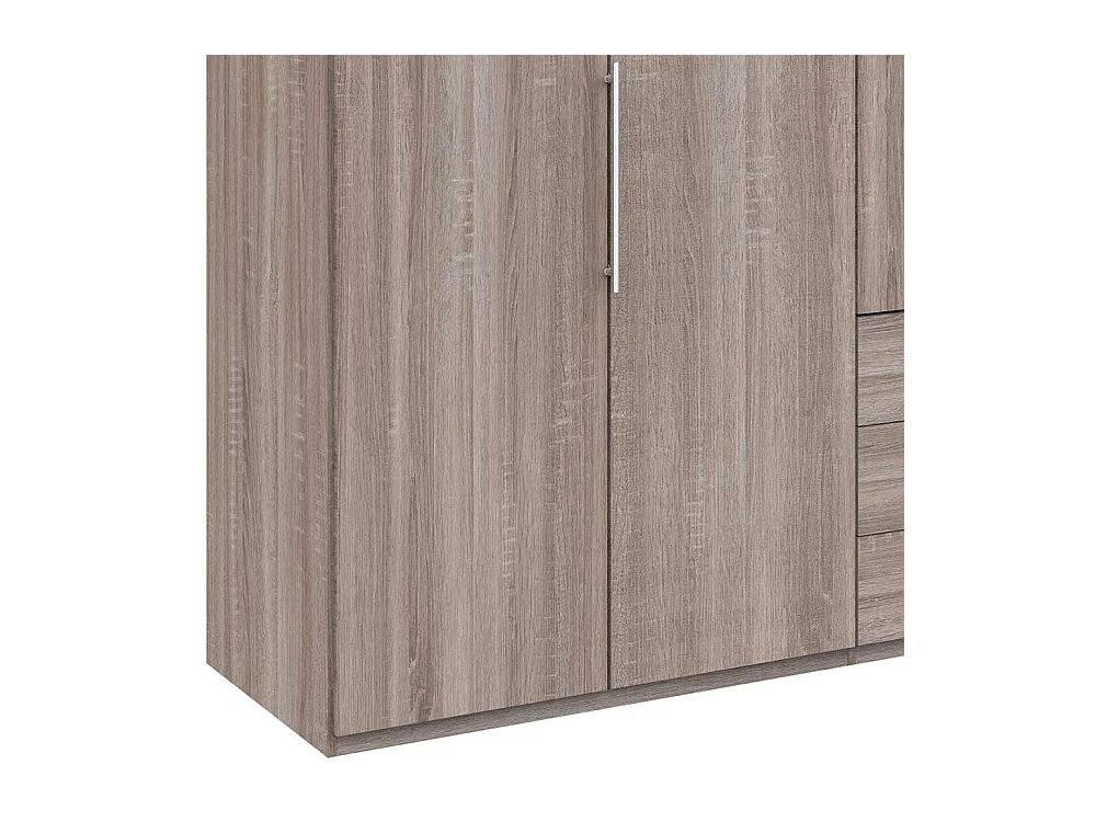 Moderner Kleiderschrank in Eiche Trüffelfarben 2 türig drei Schubladen