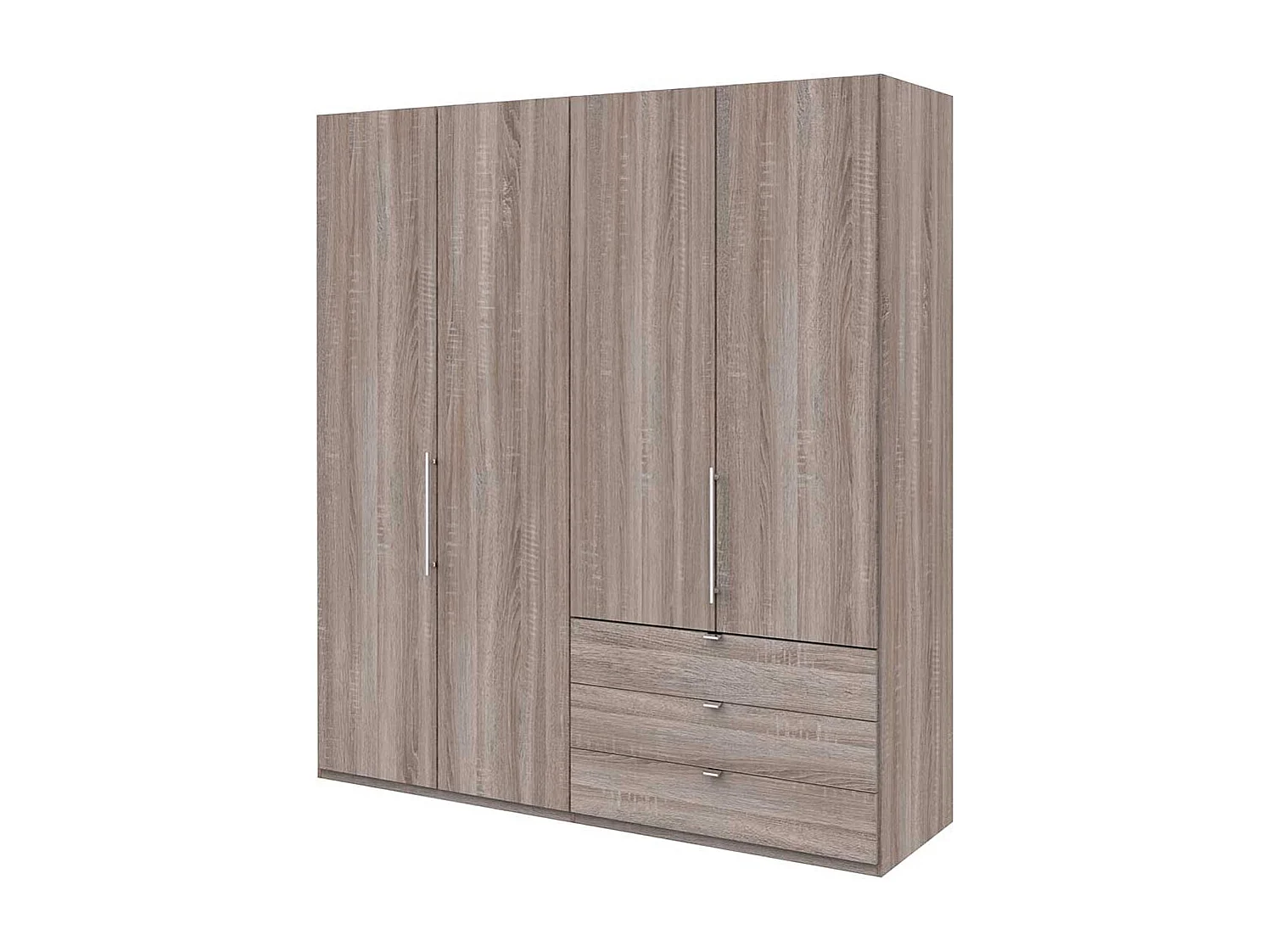 Moderner Kleiderschrank in Eiche Trüffelfarben 2 türig drei Schubladen