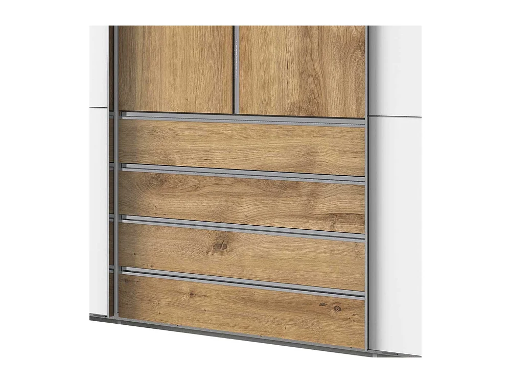 Hochwertiger Kleiderschrank mit Dreh- und Schiebetüren vier Schubladen