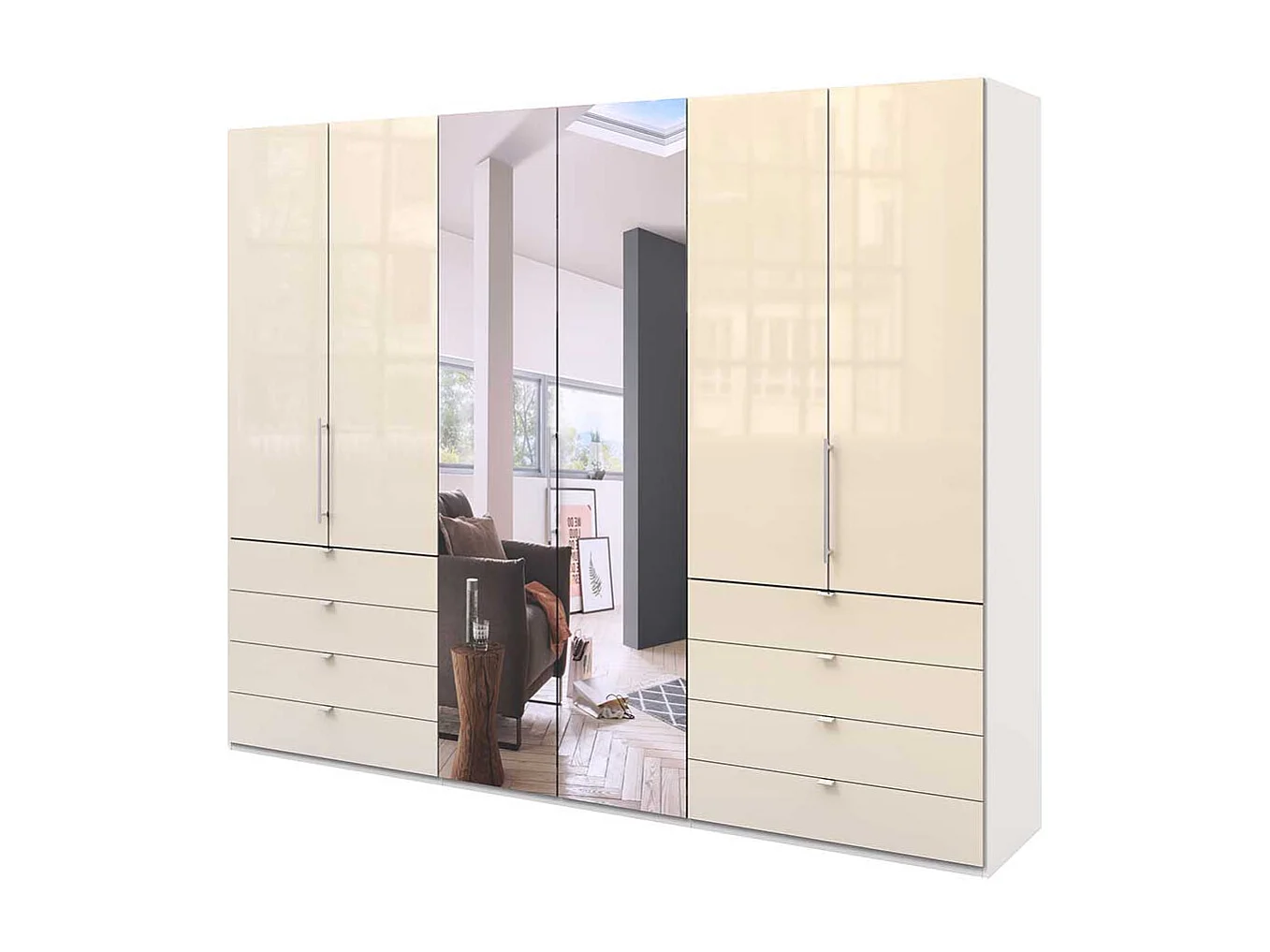 Falttüren Kleiderschrank mit Spiegel modern