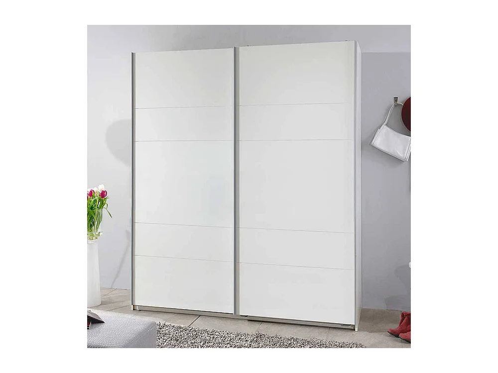 Weißer Schlafzimmerkleiderschrank mit Schwebetüren 198 cm hoch