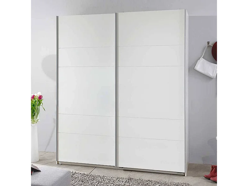 Weißer Schlafzimmerkleiderschrank mit Schwebetüren 198 cm hoch