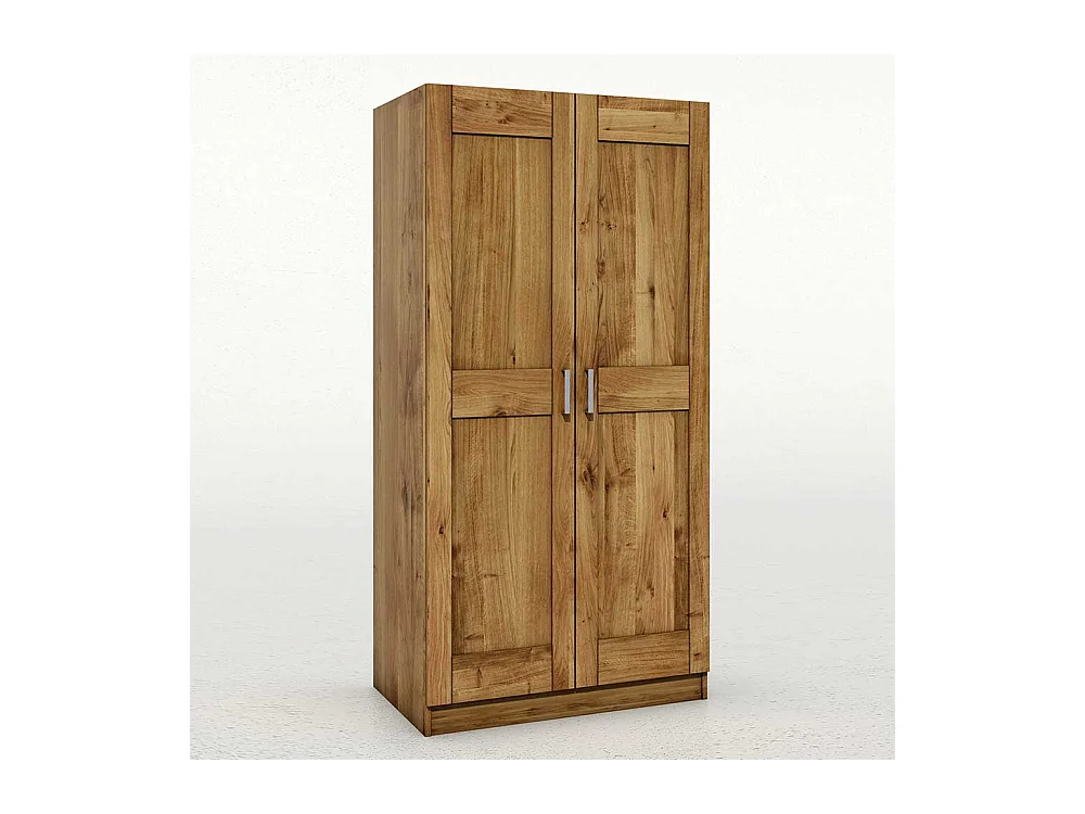 Kleiner Kleiderschrank in Wildeichefarben zwei Drehtüren