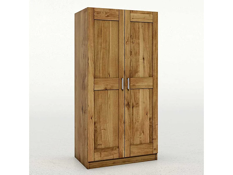 Kleiner Kleiderschrank in Wildeichefarben zwei Drehtüren