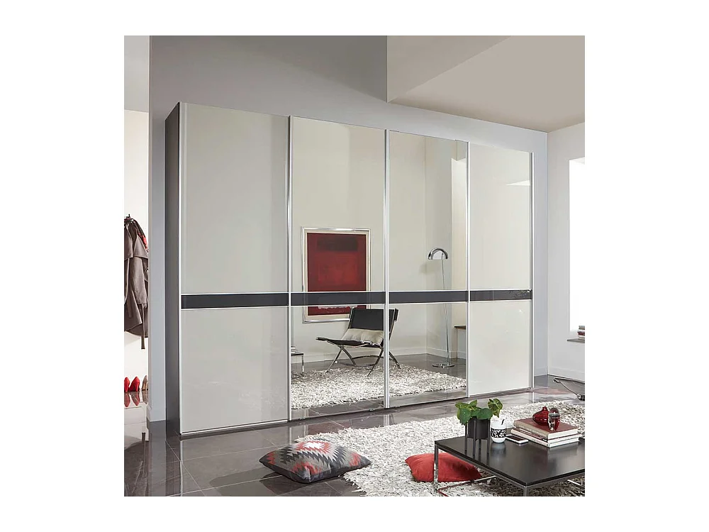 Kleiderschrank in Anthrazit und Hellgrau Schwebetüren