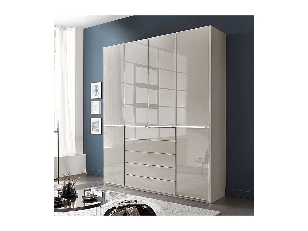 Drehtürschrank Schlafzimmerschrank mit fünf Schubladen in Hellgrau