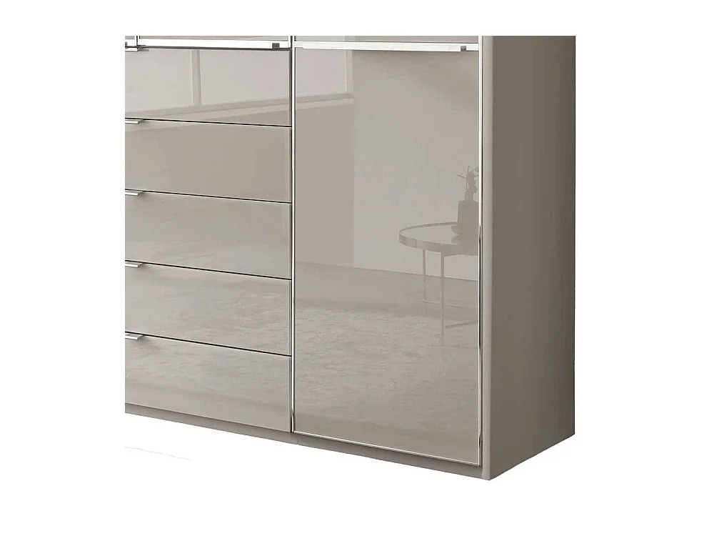 Drehtürschrank Schlafzimmerschrank mit fünf Schubladen in Hellgrau