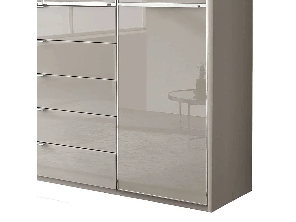 Drehtürschrank Schlafzimmerschrank mit fünf Schubladen in Hellgrau