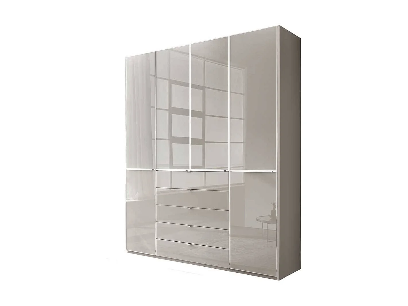 Drehtürschrank Schlafzimmerschrank mit fünf Schubladen in Hellgrau