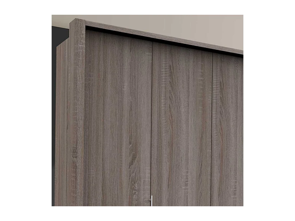 Kombi Kleiderschrank in Eiche Trüffelfarben 3 türig mit vielen Schubladen