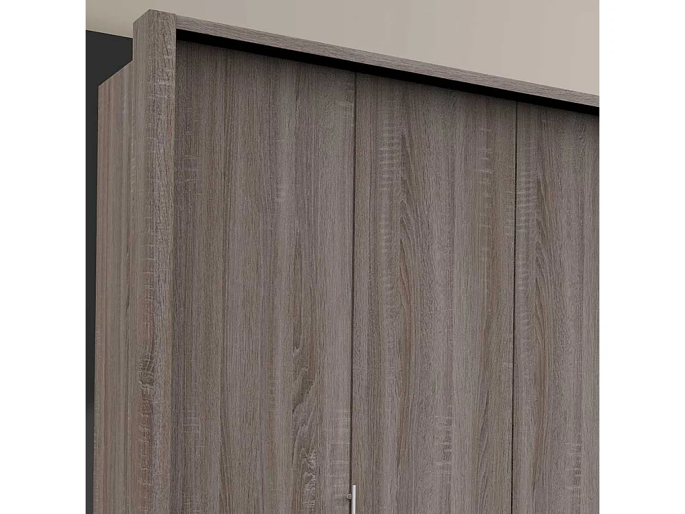 Kombi Kleiderschrank in Eiche Trüffelfarben 3 türig mit vielen Schubladen