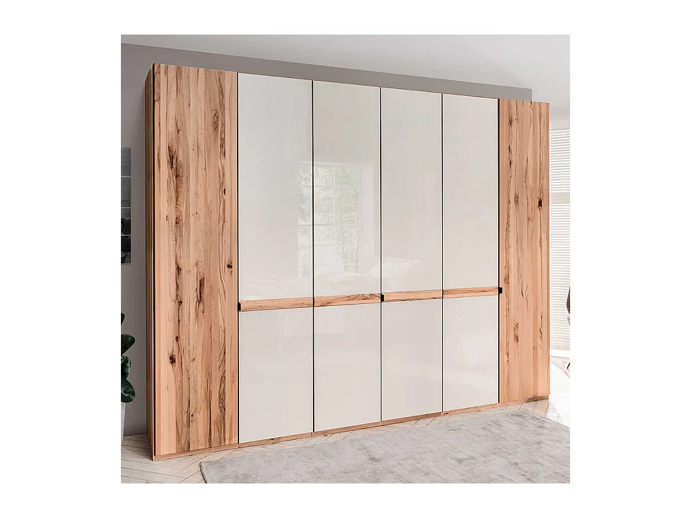 Drehtürschrank in Beige Glas beschichtet Astkernbuche