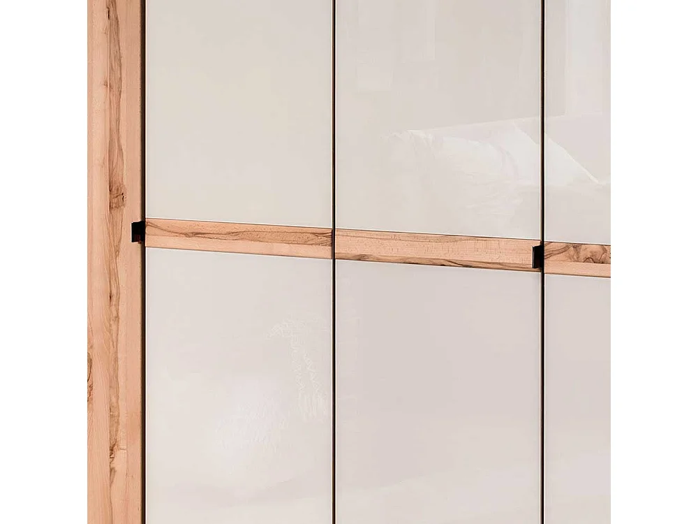 Drehtürschrank in Beige Glas beschichtet Astkernbuche