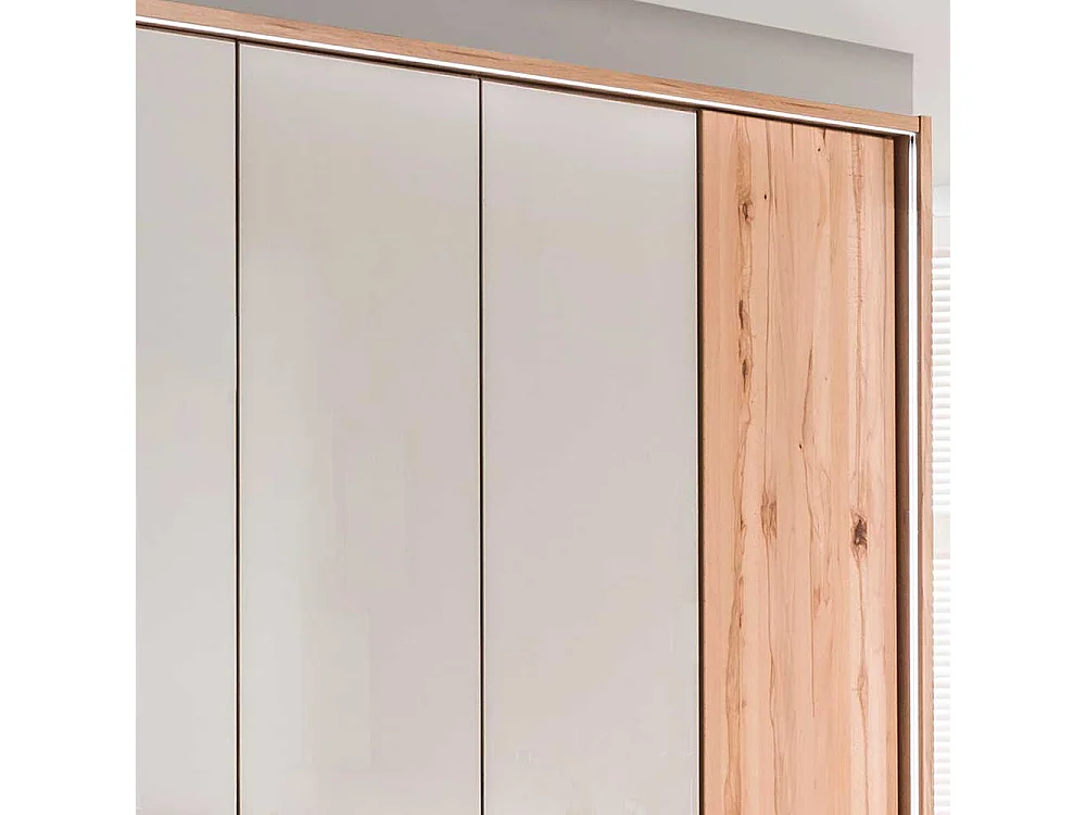 Drehtürschrank in Beige Glas beschichtet Astkernbuche
