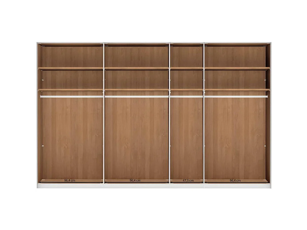 Holzkleiderschrank Drehtürenschrank 344 cm breit in Erlefarben