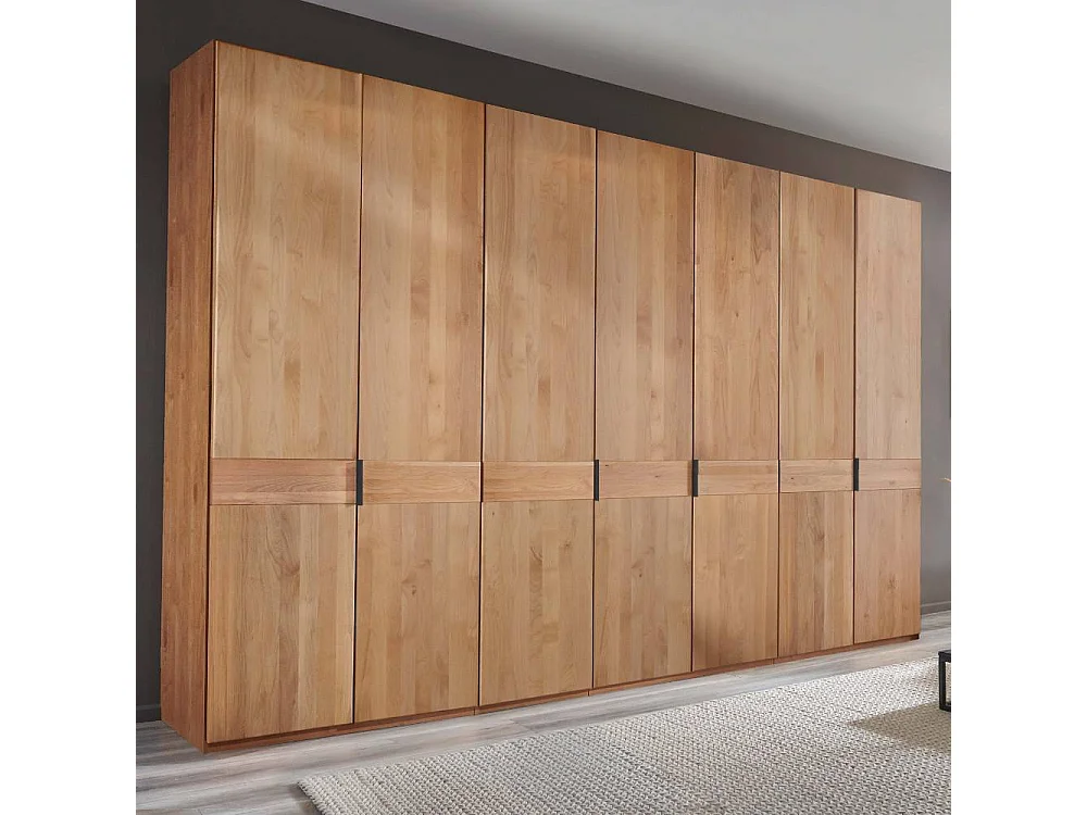 Holzkleiderschrank Drehtürenschrank 344 cm breit in Erlefarben