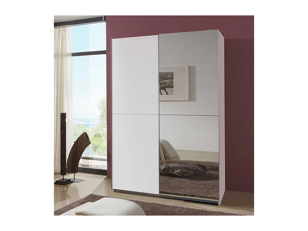 Kleiderschrank Schiebetüren Spiegel in Weiß Made in Germany