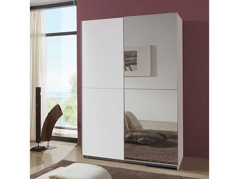 Kleiderschrank Schiebetüren Spiegel in Weiß Made in Germany