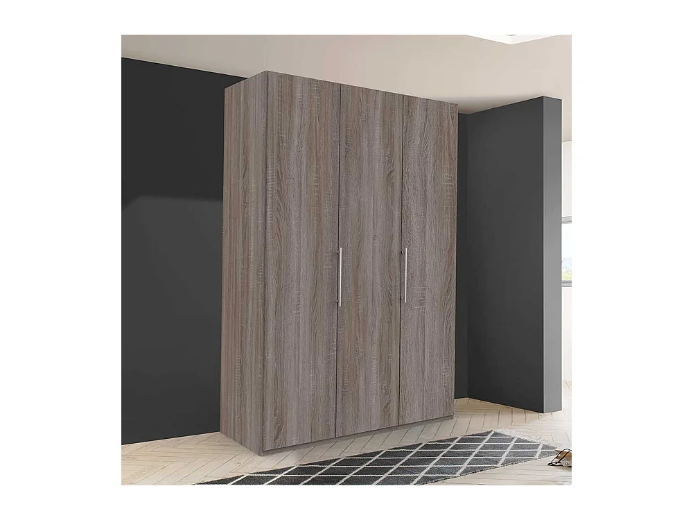 Moderner Schlafzimmerschrank in Eiche Trüffelfarben 2 türig