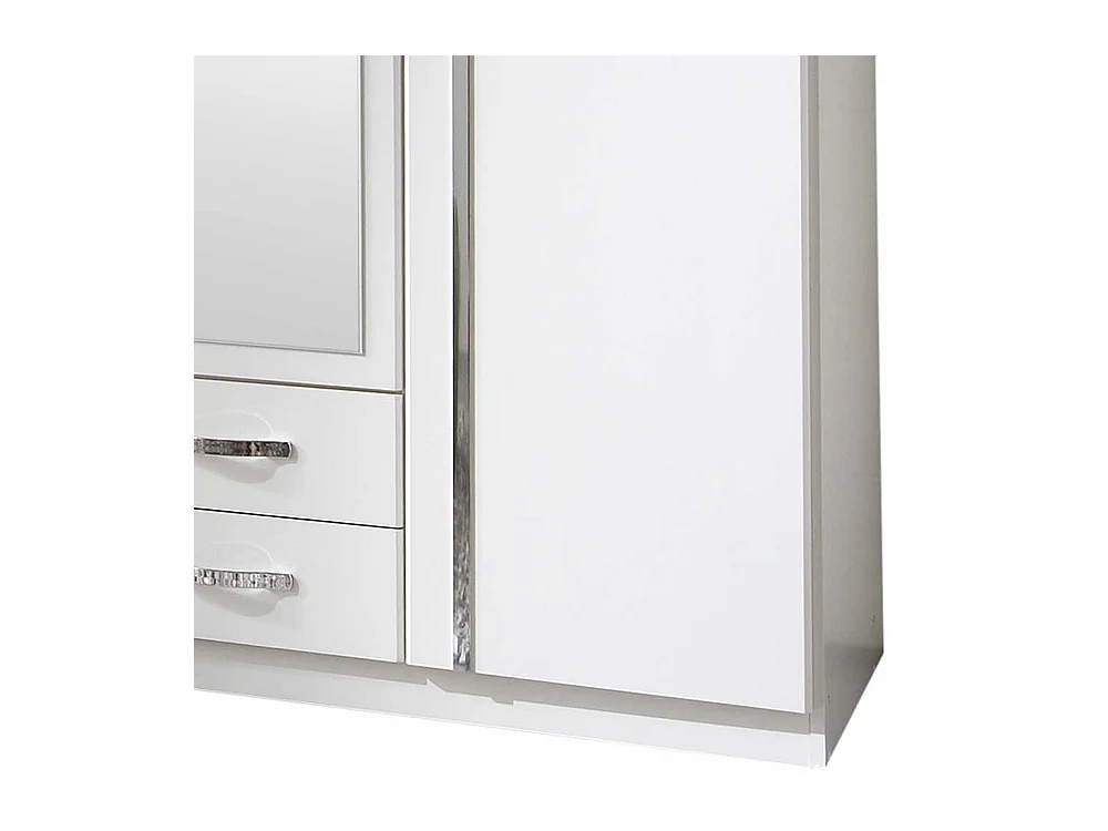 Kleiderschrank Jugendzimmer mit Spiegel in Weiß 135 cm breit