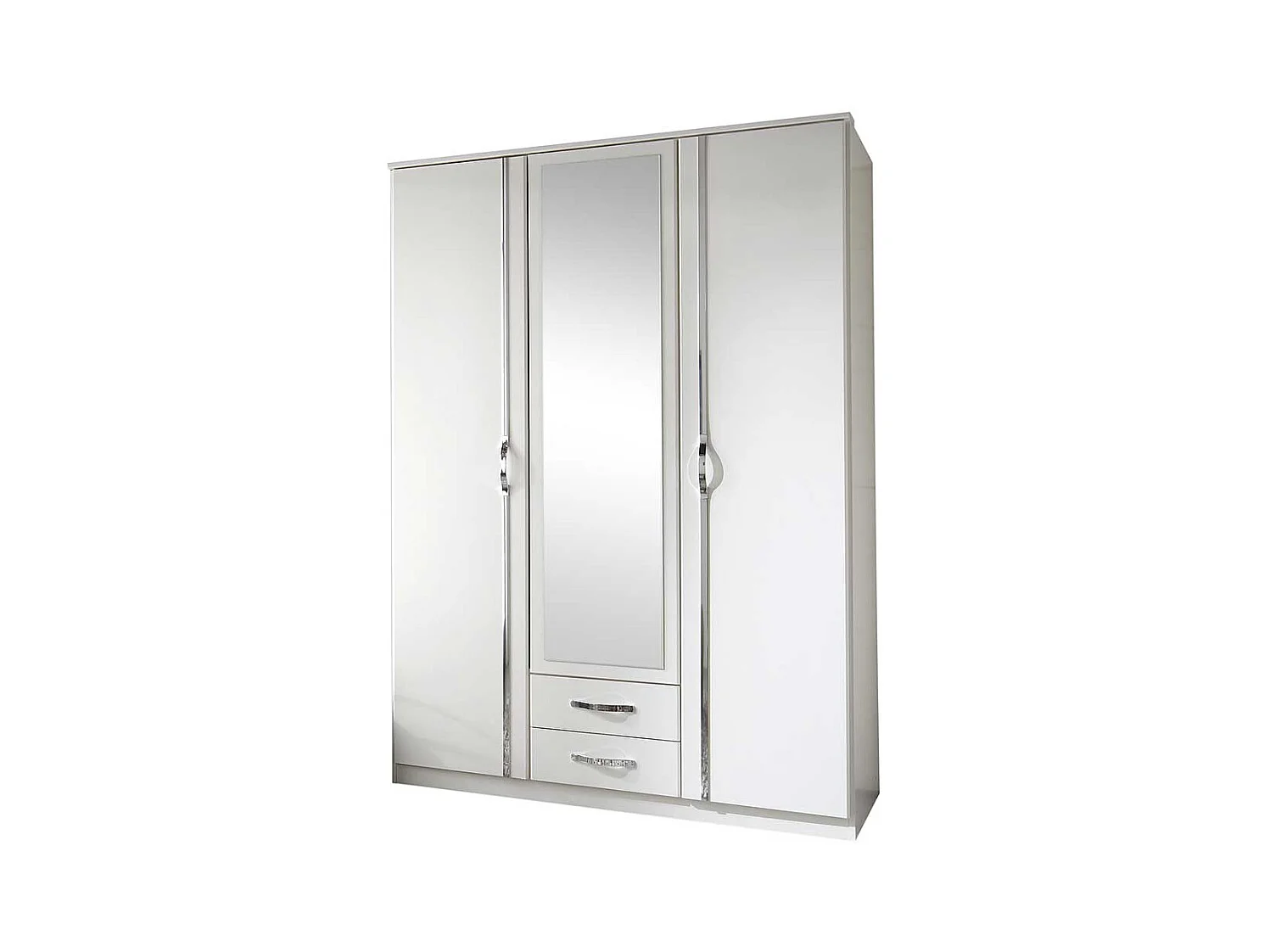 Kleiderschrank Jugendzimmer mit Spiegel in Weiß 135 cm breit