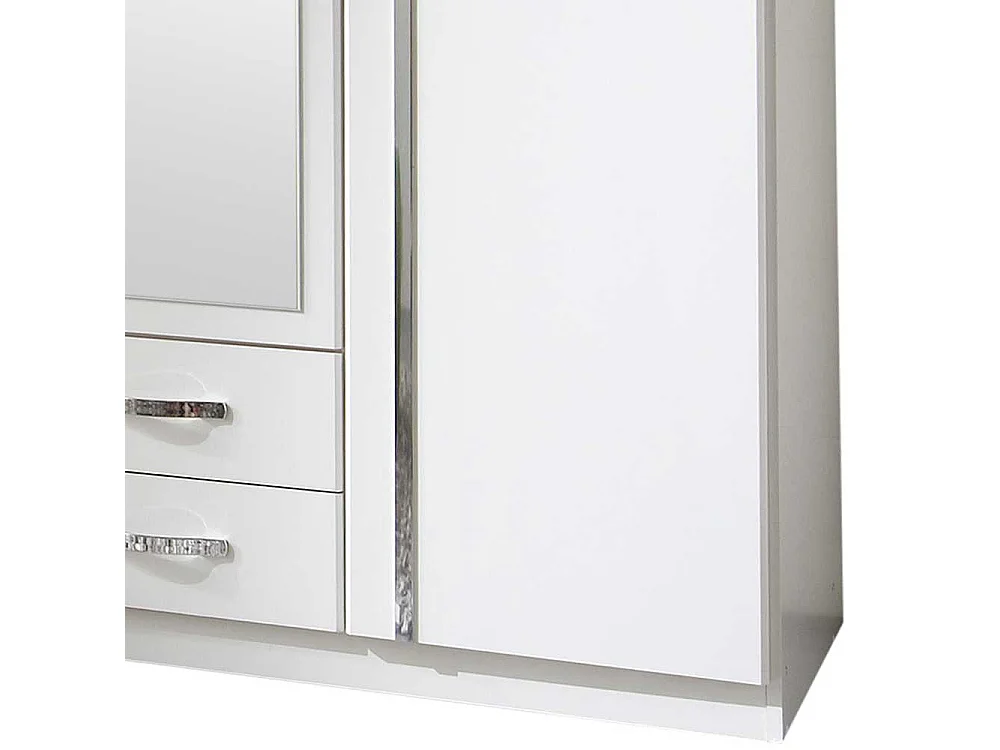 Kleiderschrank Jugendzimmer mit Spiegel in Weiß 135 cm breit