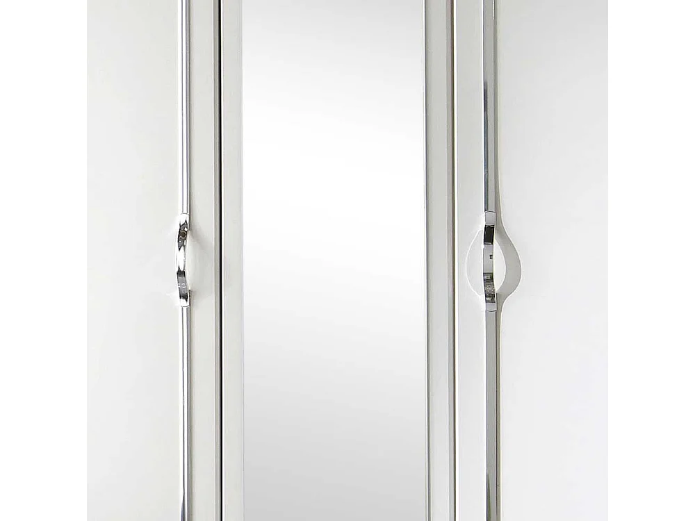 Kleiderschrank Jugendzimmer mit Spiegel in Weiß 135 cm breit