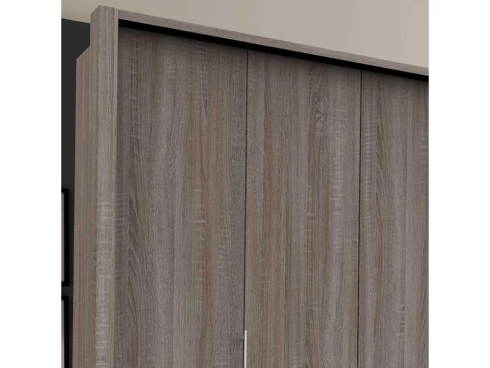 Moderner Kleiderschrank mit Schubladen und Falttüren Eiche Trüffelfarben