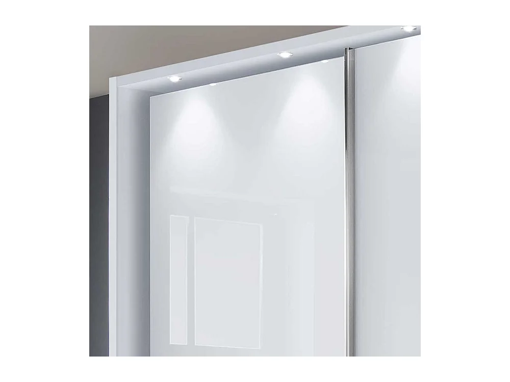 Weißer Schwebetürenschrank Glas beschichtet LED Beleuchtung