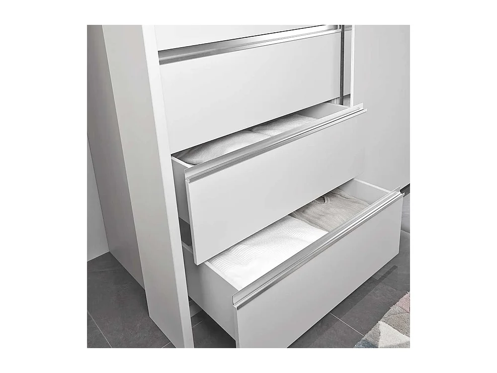 Weißer Schwebetürenschrank Glas beschichtet LED Beleuchtung