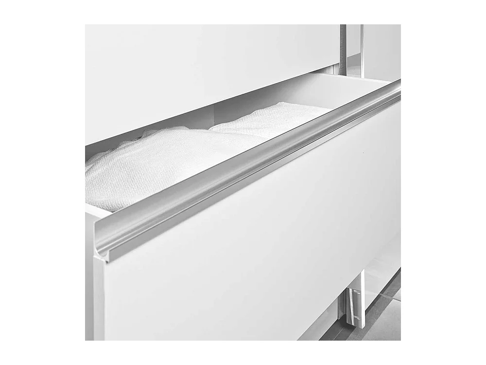 Weißer Schwebetürenschrank Glas beschichtet LED Beleuchtung