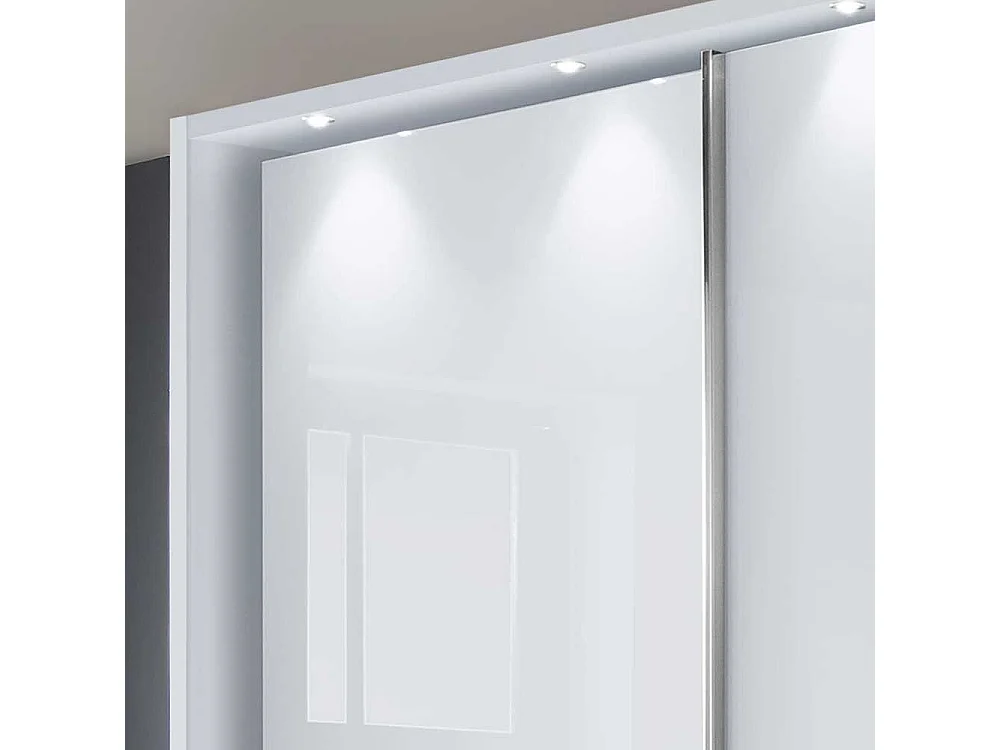 Weißer Schwebetürenschrank Glas beschichtet LED Beleuchtung