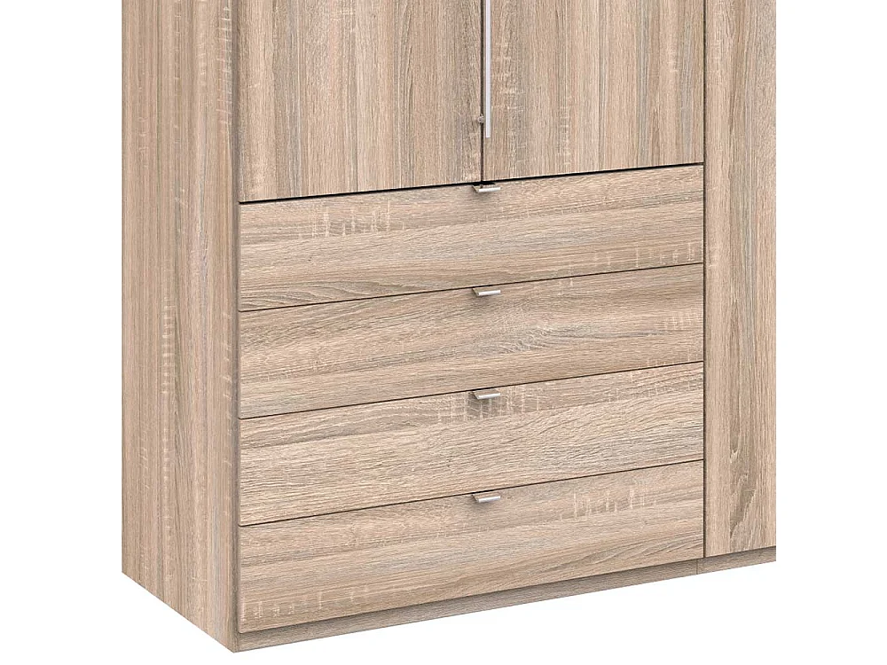 2 türiger Jugend Kleiderschrank mit vier Schubladen Eiche Sägerau