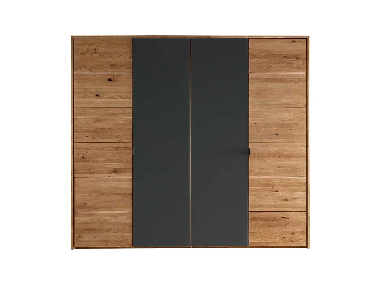 Kleiderschrank Wildeiche geölt Glas Anthrazit 219 cm hoch 245 cm breit