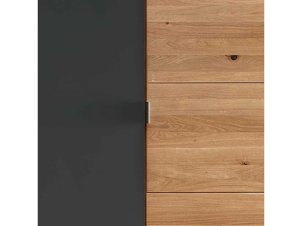 Kleiderschrank Wildeiche geölt Glas Anthrazit 219 cm hoch 245 cm breit